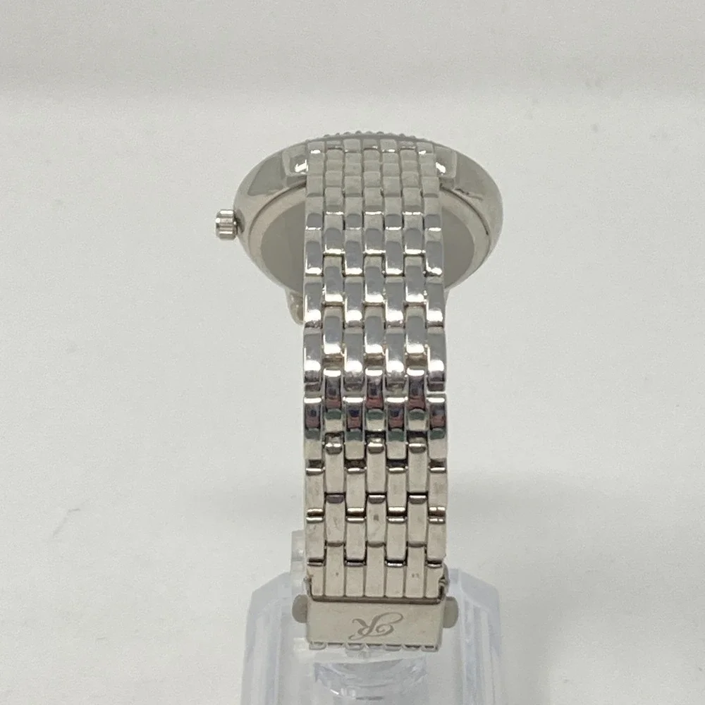 Rampage Womens Watch 36mm Floral Crystals Silver Tone Black Bling New Battery 8